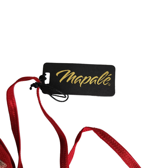 NWT Mapale Three Piece Set Red Nude Bra Thong Garter Belt Size S/M 8652 - Picture 7 of 9